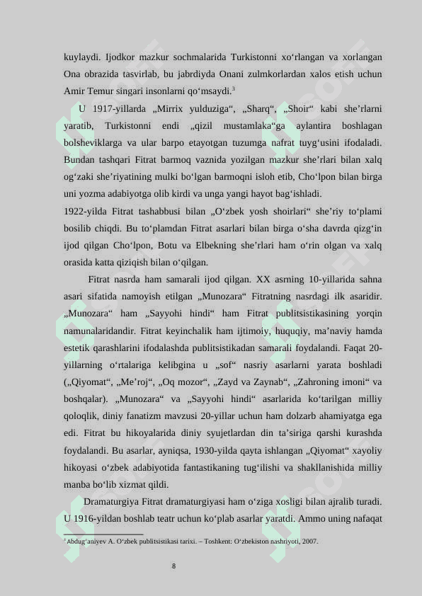 Abdurauf Fitrat publitsistikasi  kurs ishi 8
