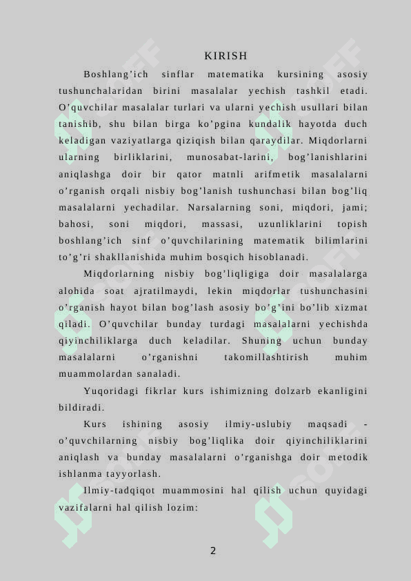Miqdorlarning nisbiy bog’liqligiga doir masalalar ustida ishlash 2