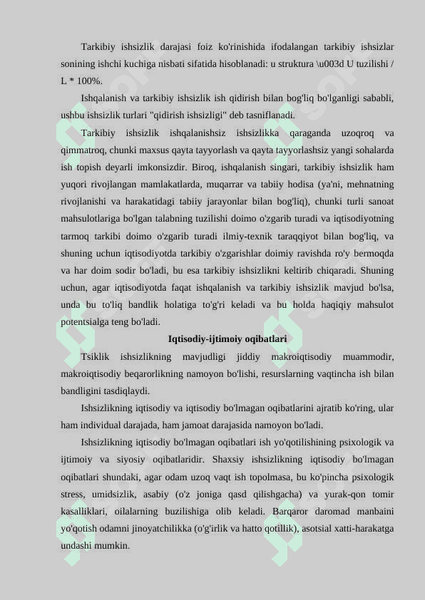 Ishsizlikning iqtisodiy-ijtimoiy oqibatlari. 4