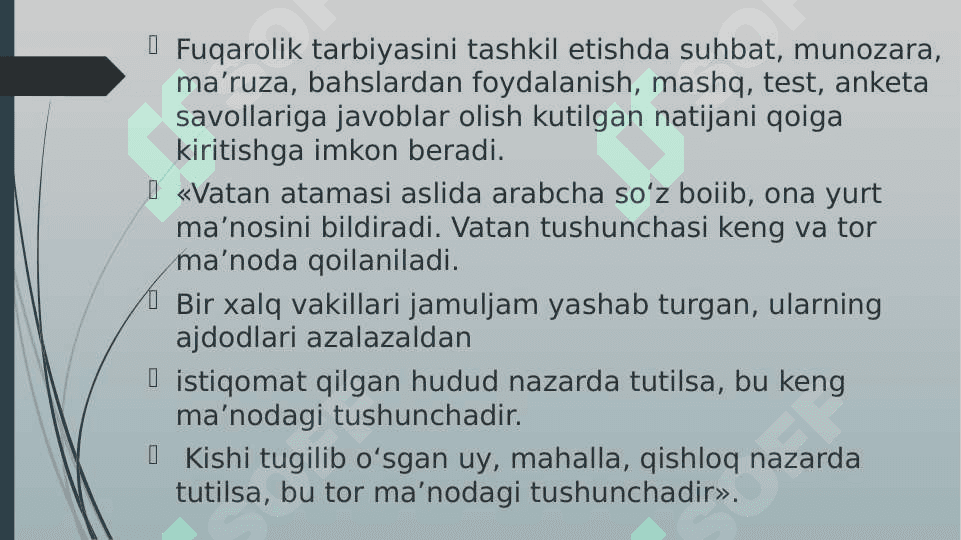 Fuqorolik tarbiyasi O’quvchilarning yuksak ma’naviy-ahloqiy tarbiyasi 8