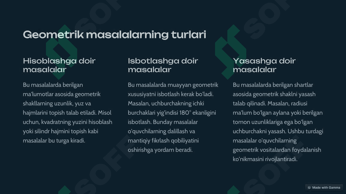 Geometrik masalalar yechish metodlari 4