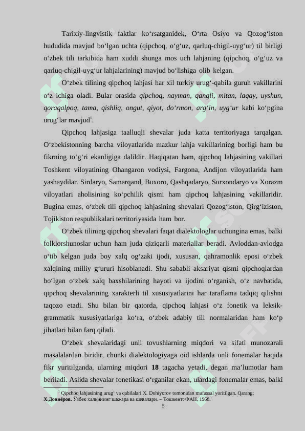 OʻZBEK SHEVALARINING UNLILAR TIZIMI (ANIQ BIR SHEVA MISOLIDA) 5