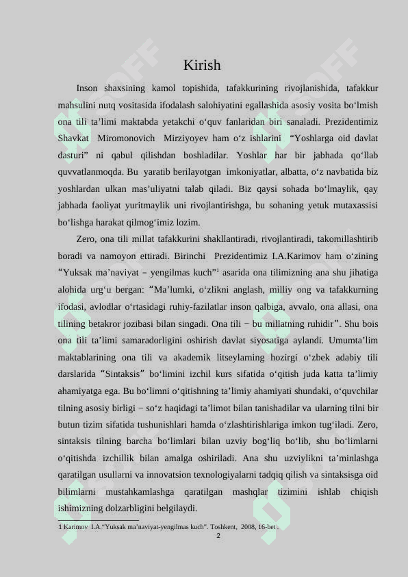 O‘zbek tilida egali gaplar haqidagi sintaktik nazariyalar”        KURS ISHI 2