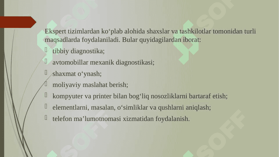 Ekspert tizimlaridan foydalanish 2