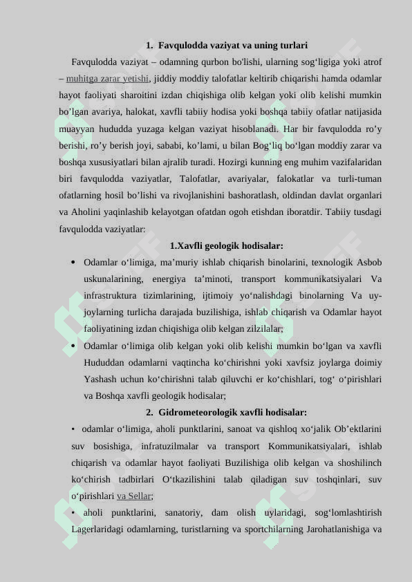 Favqulodda vaziyatlarda xavfsizlikni ta'minlash bo'yicha qabul qilingan davlat standartlari tizimi2 2