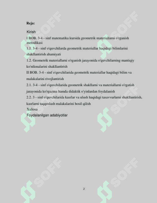 3-4 sinflarda geometrik materiallarni o'rganish metodikasi 2