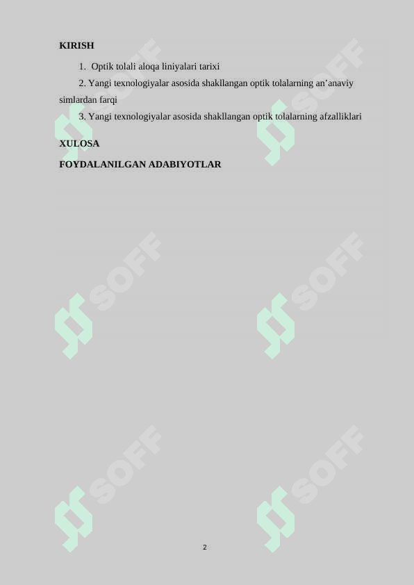Yangi texnologiyalar asosida shakllangan optik tolalar. 2