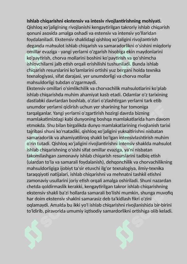 Hozirgi sharoitda ishlab chiqarishni  intensivlashtirish jarayonlari. 7