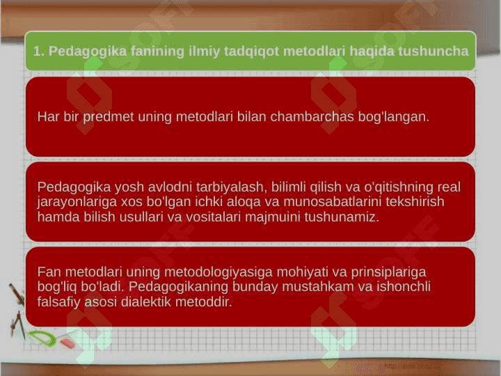 Pedagogika fanining ilmiy tadqiqot metodlari haqida tushuncha 2