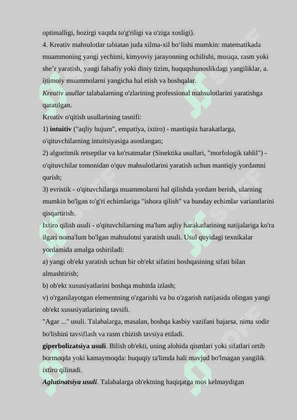 Kreativ pedagogika fanini o‘qitishda metod va vositalar 2