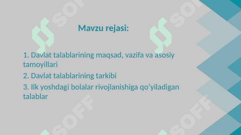 Oʻzbekiston Respublikasining                   ilk yoshdagi bolalar rivojlanishiga qo‘yiladigan davlat talablari 2