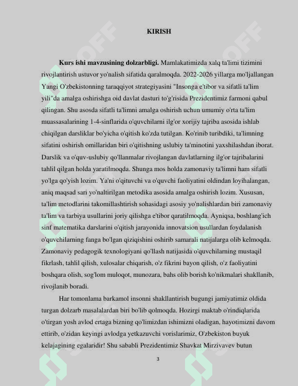 Boshlang'ich sinflarda algebraik materiallar mavzusini o'qitishda texnika vositalaridan foydalanish 3