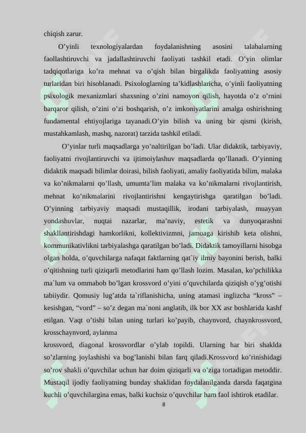 INFORMATIKA DARSLARIDA O`QUVCHILAR BILIM KO`NIKMA VA MALAKALARINI NAZORAT QILISH BAHOLASHNING ZAMONAVIY VOSITALARI 8