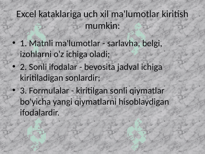 Excelda matnli funksiyalar bilan ishlash 5