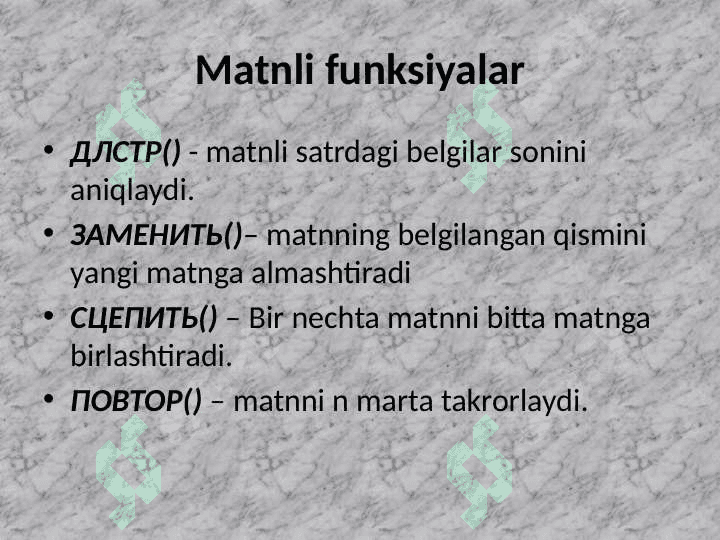 Excelda matnli funksiyalar bilan ishlash 6