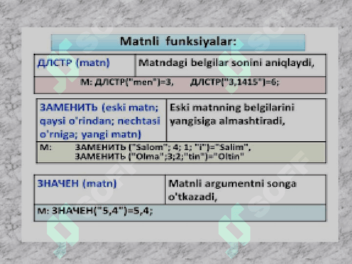 Excelda matnli funksiyalar bilan ishlash 7
