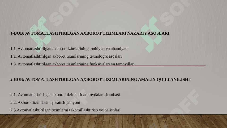 Avtomatlashtirilgan axborot tizimlari 2