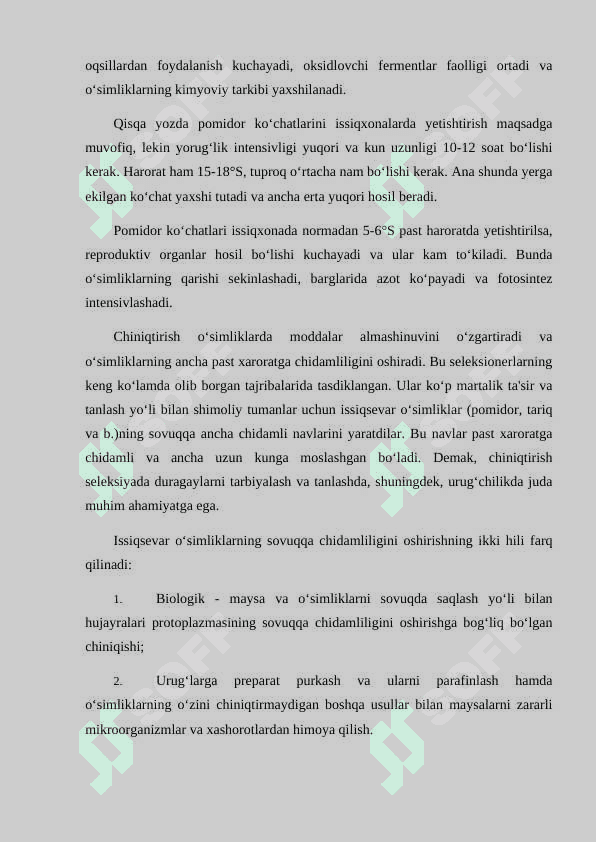 stress. moslashuv va chidamlilik. O'simliklar chidamliligining umumiy mexanizmlari 5
