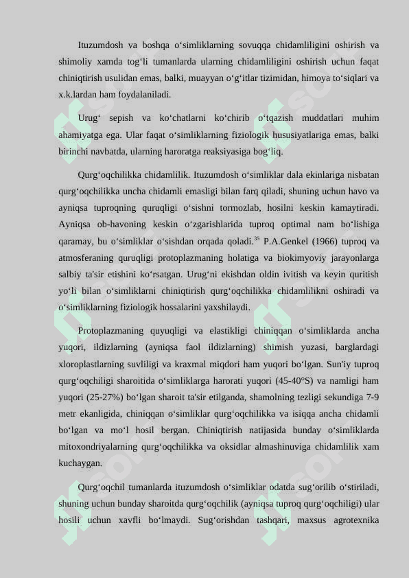 stress. moslashuv va chidamlilik. O'simliklar chidamliligining umumiy mexanizmlari 6