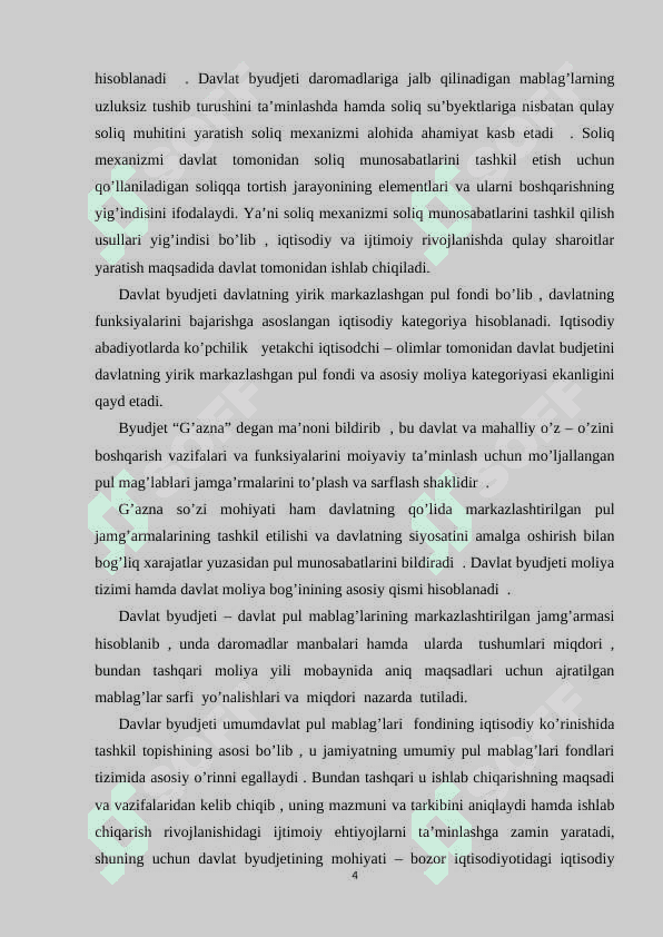 Hozirgi sharoitda O’zbekiston Respublikasida byudjet – soliq siyosating ustuvor yo’nalishlari 4