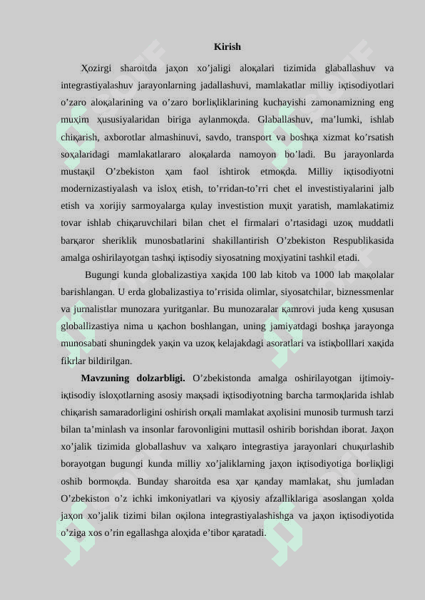Jahon iqtisodiyoti globallashuvning xususiyatlari va rivojlanish tendensiyalari 3