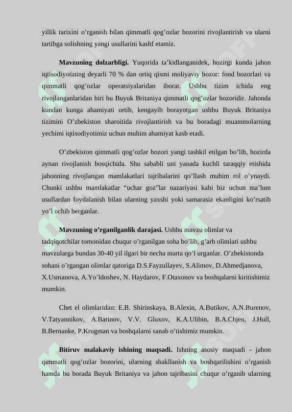 Buyuk Britaniya qimmatli qog'ozlar bozori va O'zbekistonda tajribani qo'llash istiqbollari 3