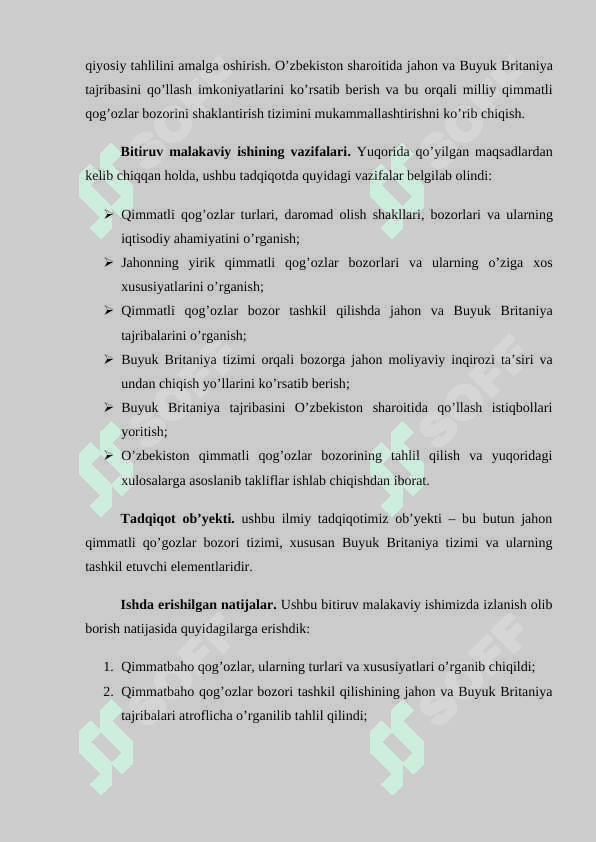 Buyuk Britaniya qimmatli qog'ozlar bozori va O'zbekistonda tajribani qo'llash istiqbollari 4