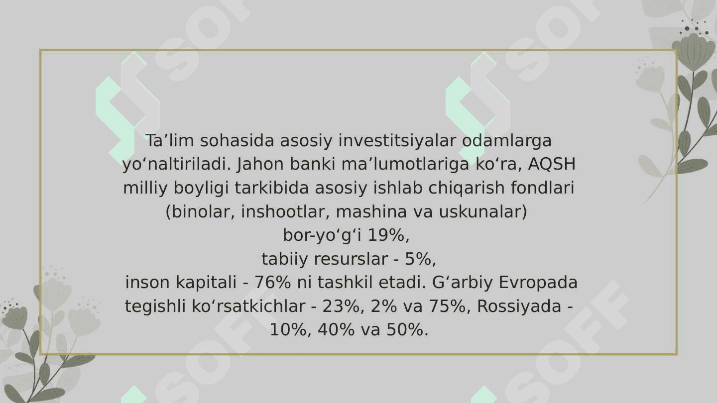 MAVZU: TAʼLIM XIZMATLARI BOZORI VA ULARNI RIVOJLANTIRISH MASALALARI 2