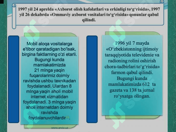 MILLIY G‘OYANI YOSHLAR ONGIGA SINGDIRISHDA YANGICHA TEXNIKA VA TEXNOLOGIYALARNING O‘RNI 7