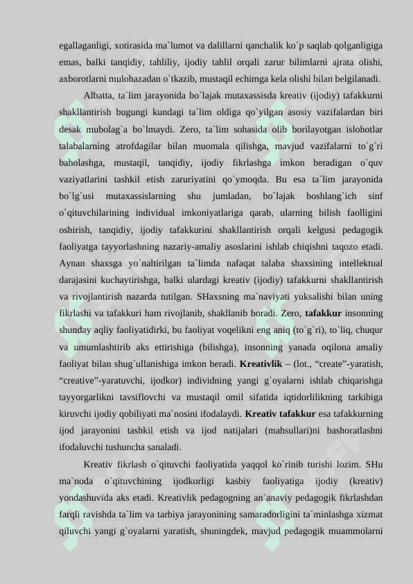 SHAXSGA YO`NALTIRILGAN TA`LIM TEXNOLOGIYALARI ASOSIDA O`QUVCHILARDA TANQIDIY VA KREATIV TAFAKKURNI SHAKLLANTIRISH 7