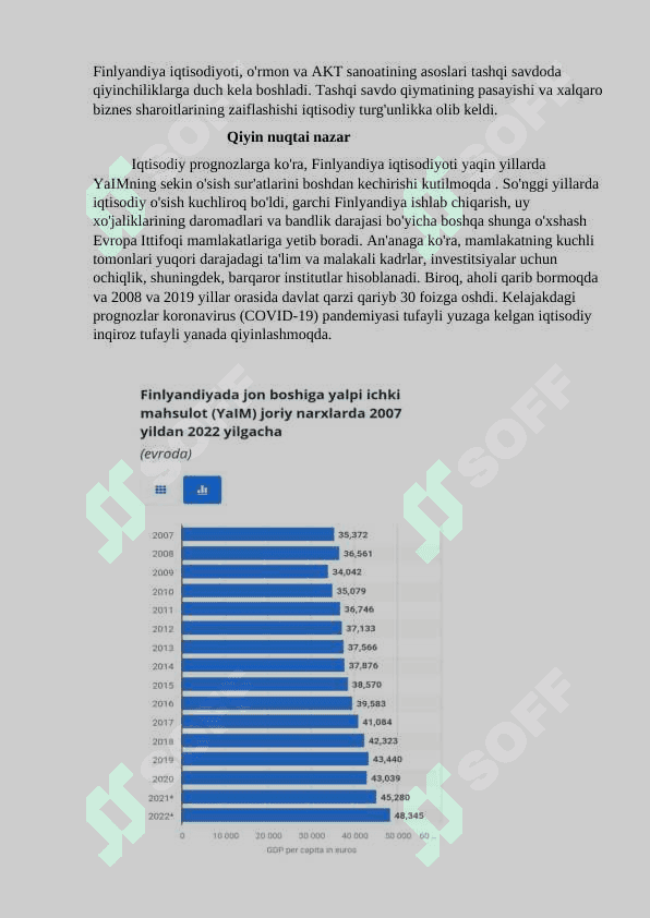 Finlandiyaning Makroiqtisodiy ko‘rsatkichlarini tahlil va prognoz qilish 4