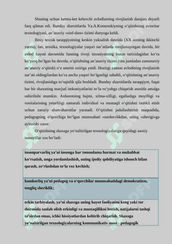 SHAXSGA YO‘NALTIRILGAN TA’LIM TEXNOLOGIYALARI. MUAMMOLI TA’LIM TEXNOLOGIYALARI 6