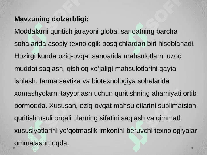 Moddalarni quritish jarayoni va quritish turlari 2