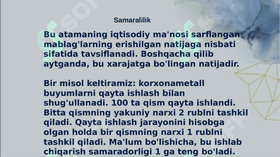 BIZNES REJA SAMARADORLIGINI ASOSLASH 3