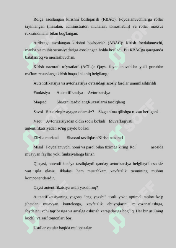 IDENTIFIKATSIYA, AUTENTIFIKATSIYA VA AVTORIZATSIYA TUSHUNCHALARI 8