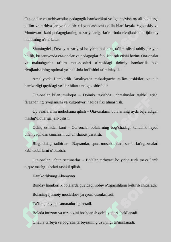 MAKTABGACHA TA'LIM TASHKILOTINING VA OILA HAMKORLIGINING NAZARYASI VA AMALYOTI 4