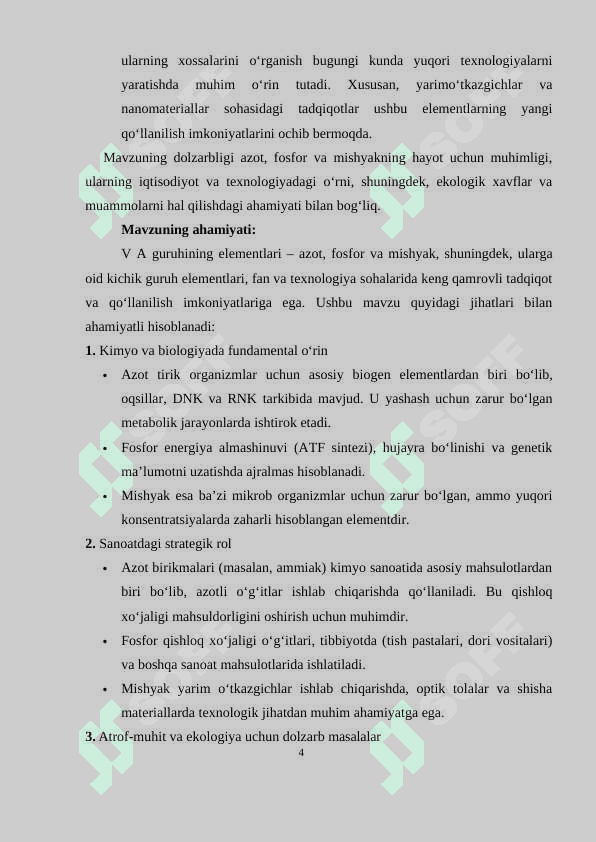 V A guruhining elementlari: azot kimyosi, fosfor kimyosi, mishyak kichik guruhining xususiyatlari 5