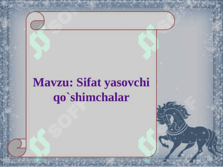 Sinf:3-”” Fan nomi: Ona tili Sifat yasovchi qo`shimchalar 2