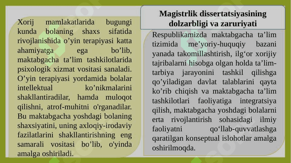 MAKTABGACHA TA'LIM TASHKILOTLARIDA O'YIN TERAPIYASINI QO'LLASH 3