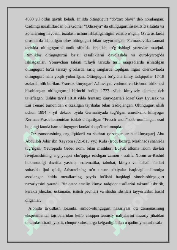 Oltingugurt allotropiyasi, tuzilishi, olinishi va xossalari 8