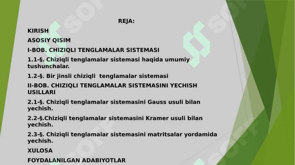 Chiziqli tenglamalar sistemalari va ularni yechish usullari 2
