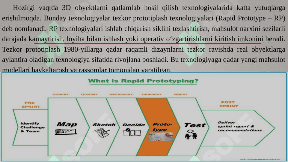 RP (RAPID PROTOTYPE – TEZKOR PROTOTIPLASH) TEXNOLOGIYASI 4