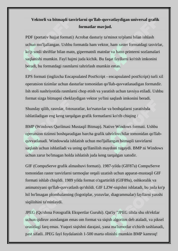 Kompyuter grafikasi fayllar formatlari 2