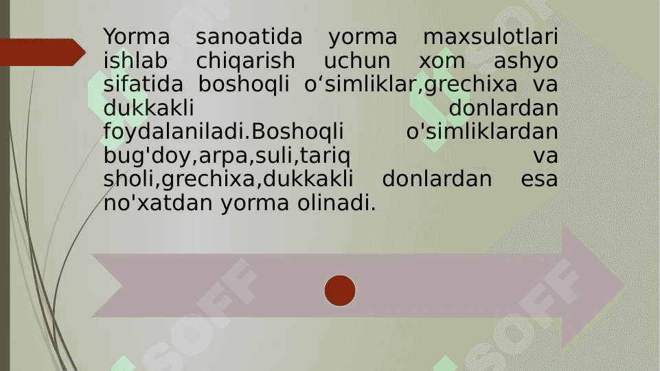 Yorma sanoatida foydalaniladigan xom ashyolar. 2