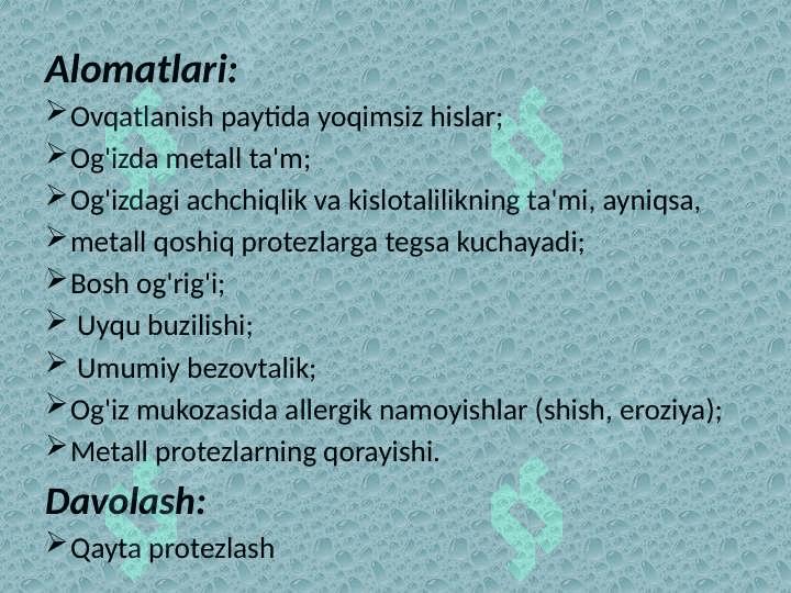 PROTEZLASHDA BO’LISHI MUMKIN BO’LGAN XATOLIKLAR VA ASORATLAR, ULARNI OLDINI OLISH 8