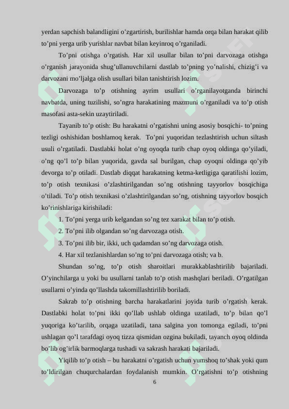 Gandbol oʻyin texnikasini oʻrgatishni takomillashtirish 6
