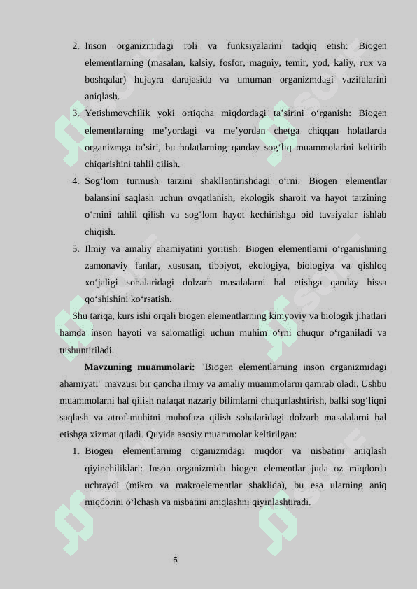 Biogen elementlarning inson organizmidagi ahamiyati 6