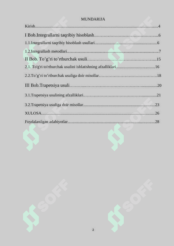 Integrallarni taqribiy hisoblash usullari 2