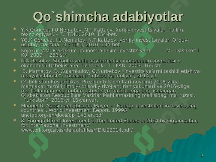 ХОRIJIY INVЕSTОRLAR HUQUQIY HОLATINING O`ZIGA ХОS ХUSUSIYATLARI 3