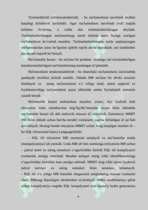 MySQL ma’lumotlar bazasi 6